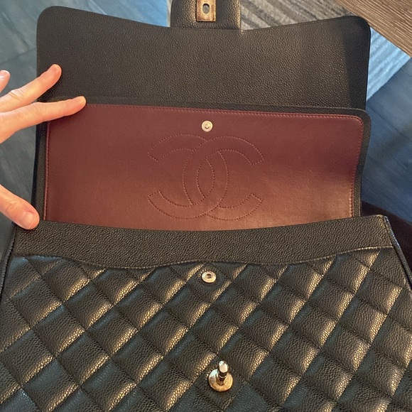 FLASH SALE 🥳BNWT 2012 AUTH CHANEL JUMBO XL DOUBLE FLAP BLACK CAVIAR - Picture 6 of 9